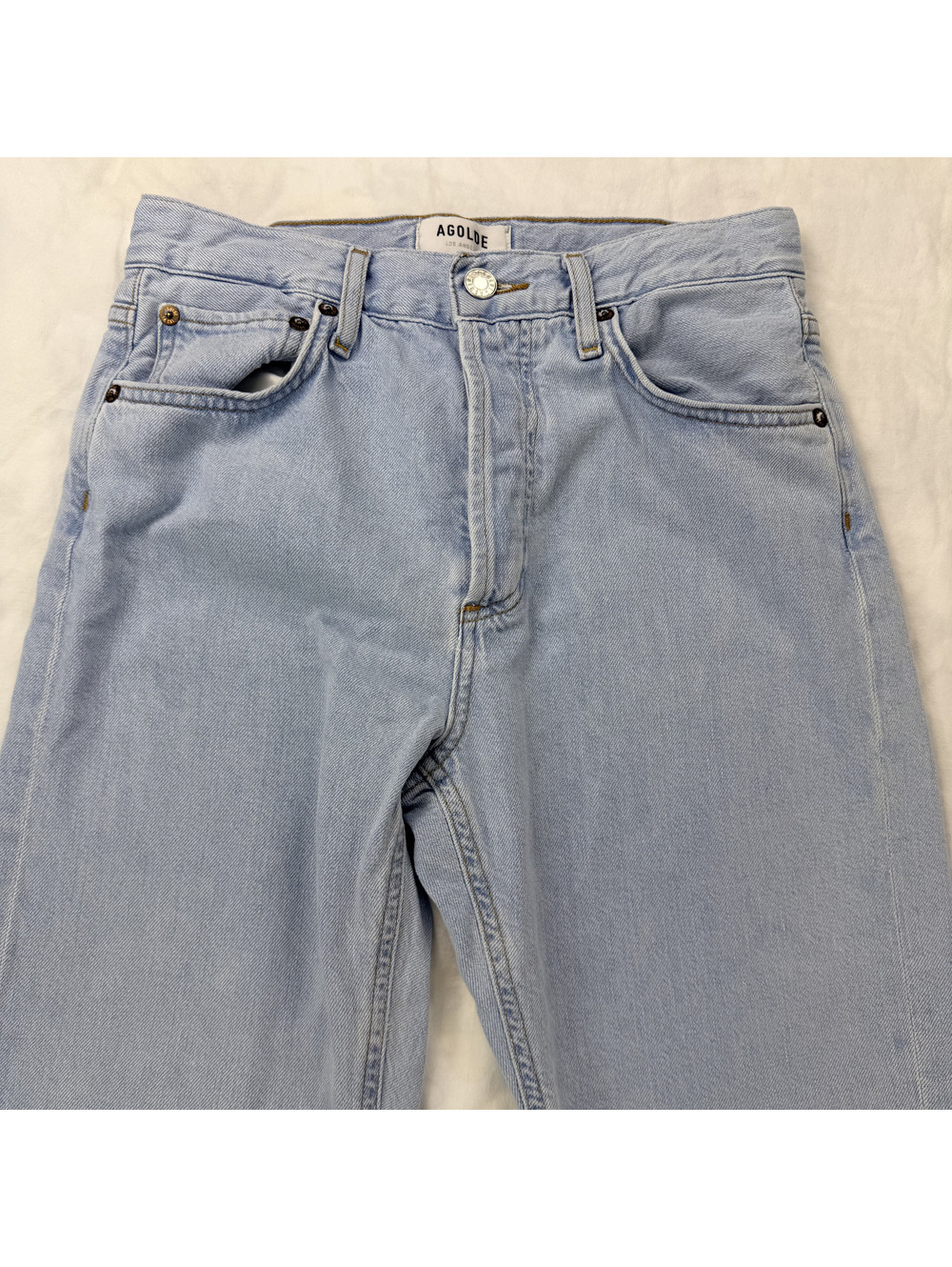 AGOLDE Parker Jean Pivot Size 23 Light Wash High Rise Straight Button Fly Crop